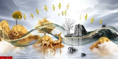 Tải file file tranh bộ decor in treo tường tráng gương OPIC2246 (gốc) chủ đề hoa sen