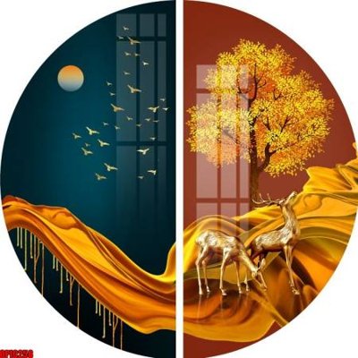 File tranh file tranh bộ decor in treo tường tráng gương OPIC258 (gốc) in trên kính