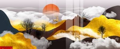 File gốc file tranh bộ decor in treo tường tráng gương OPIC3001 (vector) cho in ấn