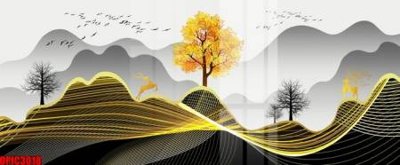 File tranh gốc file tranh bộ decor in treo tường tráng gương OPIC3018 (bản quyền) file PSD