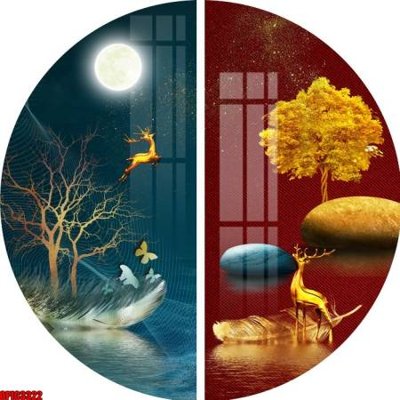 File gốc file tranh bộ decor in treo tường tráng gương OPIC3322 (in ấn) màu sắc trung thực