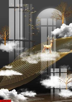 File gốc in tráng gương file tranh bộ decor in treo tường tráng gương OPIC3390 chi tiết