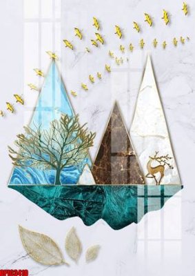 File in trần file tranh bộ decor in treo tường tráng gương OPIC3410 (bản gốc) hoa văn