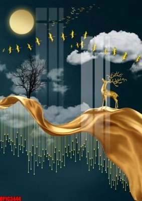 Download file gốc file tranh bộ decor in treo tường tráng gương OPIC3444 (in mica) 3D