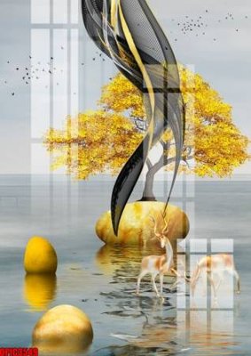 File in mica file tranh bộ decor in treo tường tráng gương OPIC3549 (bản gốc) làm vách ngăn