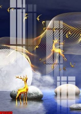 Tải file file tranh bộ decor in treo tường tráng gương OPIC3569 (ảnh gốc) in gạch 3D