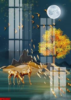 File tranh file tranh bộ decor in treo tường tráng gương OPIC3637 (file gốc) chuẩn màu in