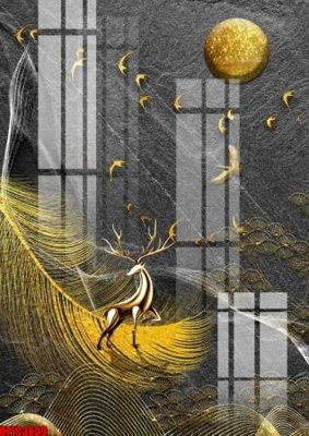 File tranh file tranh bộ decor in treo tường tráng gương OPIC3639 (gốc) chủ đề động vật