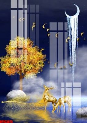 File in trần file tranh bộ decor in treo tường tráng gương OPIC3675 (bản gốc 3D) sống động