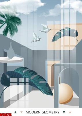 File PSD file tranh bộ decor in treo tường tráng gương OPIC3774 (nguyên gốc) chất lượng cao