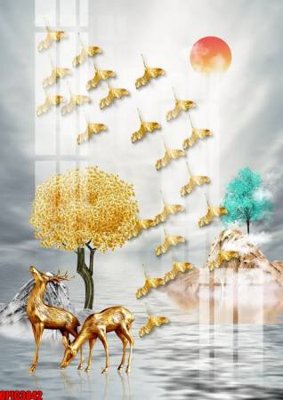 File gốc file tranh bộ decor in treo tường tráng gương OPIC3842 (trang trí) phòng làm việc