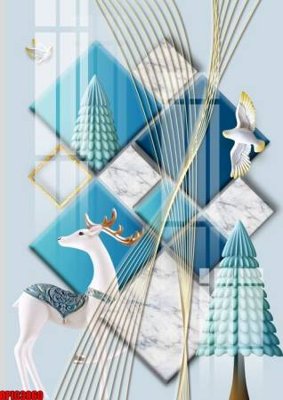 Download file gốc file tranh bộ decor in treo tường tráng gương OPIC3860 (in mica) 3D