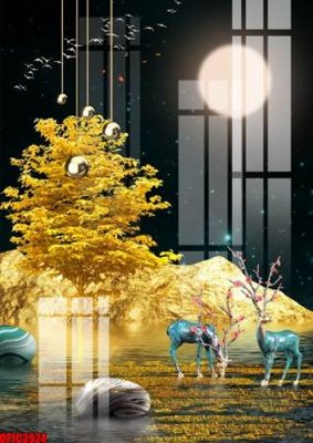 File gốc file tranh bộ decor in treo tường tráng gương OPIC3924 (in 3D) nghệ thuật