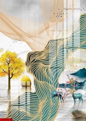 File tranh file tranh bộ decor in treo tường tráng gương OPIC4013 (ảnh gốc) in trần 3D