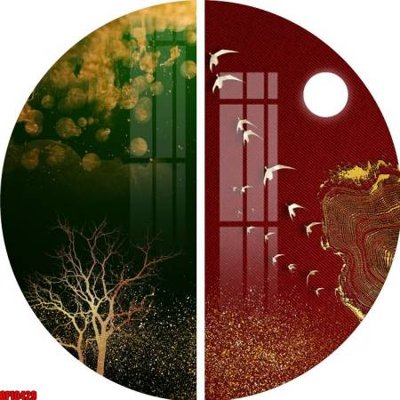 Tải file file tranh bộ decor in treo tường tráng gương OPIC429 (gốc) chủ đề hoa sen