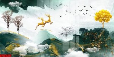 Download file gốc file tranh bộ decor in treo tường tráng gương OPIC4317 (in lụa) tranh 3D