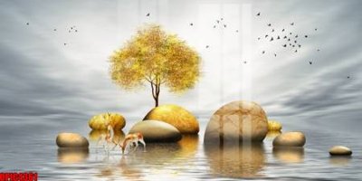 File tranh gốc in trần nhà file tranh bộ decor in treo tường tráng gương OPIC4361 3D