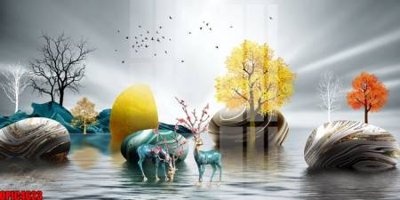 File tranh gốc file tranh bộ decor in treo tường tráng gương OPIC4623 (bản quyền) file PSD