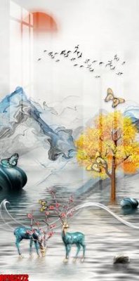 File gốc file tranh bộ decor in treo tường tráng gương OPIC5272 (in lụa) trang trí tường