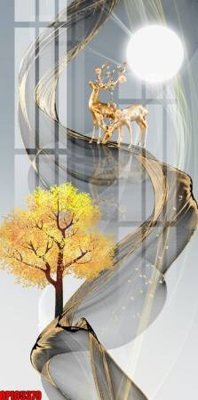 File tranh gốc file tranh bộ decor in treo tường tráng gương OPIC5379 chủ đề hiện đại