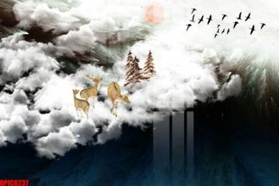 Tải file file tranh bộ decor in treo tường tráng gương OPIC6237 (ảnh gốc) in gạch 3D