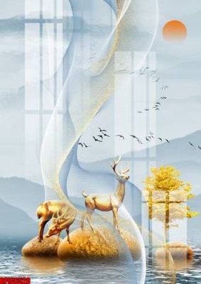 File tranh in trần 3D file tranh bộ decor in treo tường tráng gương OPIC6520 (ảnh gốc)