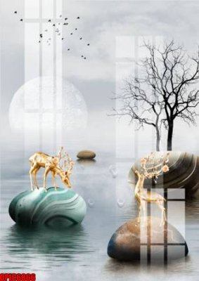 File gốc file tranh bộ decor in treo tường tráng gương OPIC6866 (PNG) không nền chất lượng