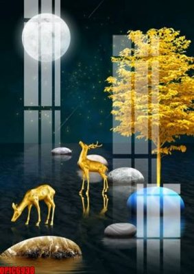 File gốc file tranh bộ decor in treo tường tráng gương OPIC6938 (in lụa) tranh phong thủy