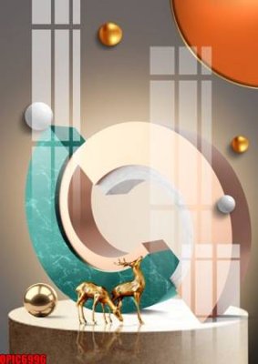 File tranh in trần 3D file tranh bộ decor in treo tường tráng gương OPIC6996 (ảnh gốc)