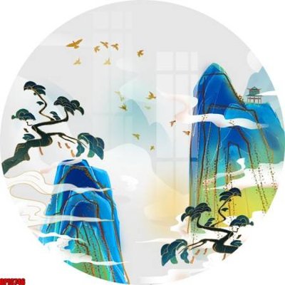 File tranh in trần 3D file tranh bộ decor in treo tường tráng gương OPIC746 (ảnh gốc)