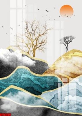 File in trần file tranh bộ decor in treo tường tráng gương OPIC939 (bản gốc) phong cảnh