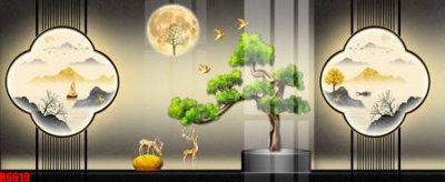 File tranh file tranh in treo tường file decor tổng hợp R6619 (bản gốc) in lụa 3D