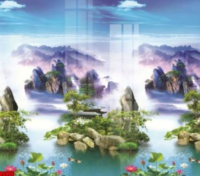 Tải file file tranh in treo tường file decor tổng hợp R8806 (gốc) chủ đề hoa sen