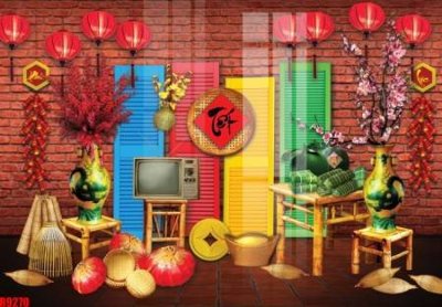 File tranh gốc in trần nhà file tranh in treo tường file decor tổng hợp R9270 3D