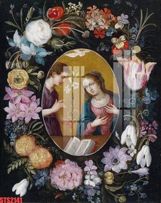 Download file gốc Tranh sơn dầu phương tây tổng hợp STS2141 (in lụa) hoa lá