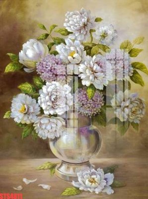 File in lụa Tranh sơn dầu phương tây tổng hợp STS4811 (hoa văn) Tranh sơn dầu phương tây tổng hợp STS4811