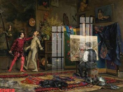 File gốc Tranh sơn dầu phương tây tổng hợp STS48118 (in mica) làm bảng hiệu