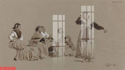 File gốc Tranh sơn dầu phương tây tổng hợp STS59194 (in lụa) tranh mã đáo