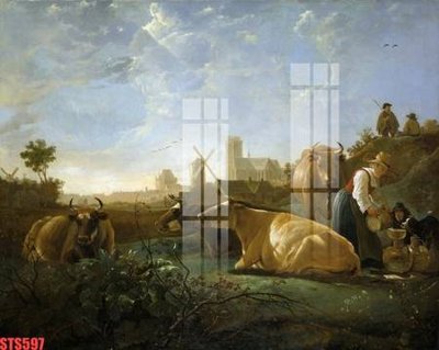 Download file Tranh sơn dầu phương tây tổng hợp STS597 (gốc) in mica bàn thờ