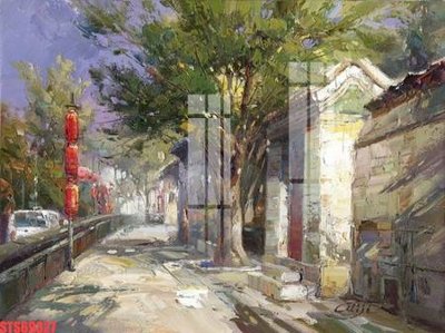 File tranh Tranh sơn dầu phương tây tổng hợp STS69327 (gốc) chủ đề thành phố