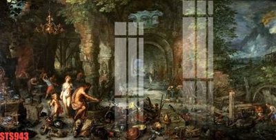 Hình ảnh file gốc in trần nhà Tranh sơn dầu phương tây tổng hợp STS943