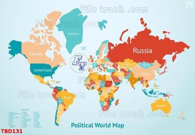 File gốc in ấn Tranh bản đồ thế giới TBD131 (sẵn sàng tải về)