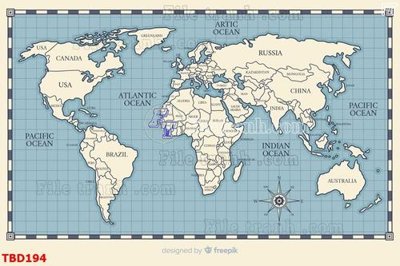 File gốc Tranh bản đồ thế giới TBD194 (trang trí) cho phòng khách