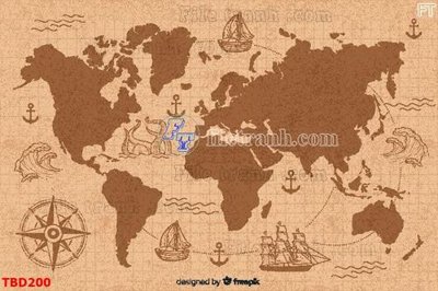 File ảnh Tranh bản đồ thế giới TBD200 (gốc) in poster