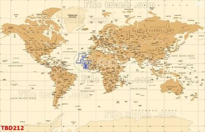File gốc Tranh bản đồ thế giới TBD212 (in tráng gương) ốp tường