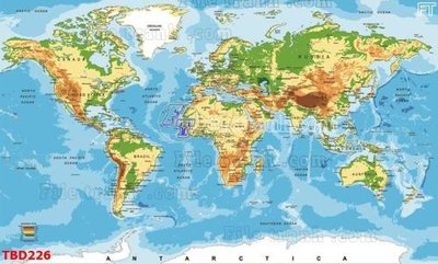 File ảnh Tranh bản đồ thế giới TBD226 (gốc) cho trang trí nội thất