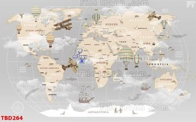 File gốc Tranh bản đồ thế giới TBD264 (cho in ấn) từ Filetranh.com