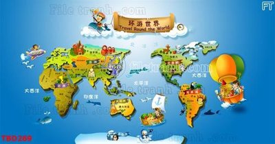 File in ấn Tranh bản đồ thế giới TBD269 (bản gốc) chất lượng cao