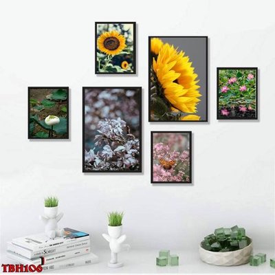 Tải file File tranh bộ 6 tấm hoa sen hoa hướng dương TBH106 (gốc) in trên mọi chất liệu