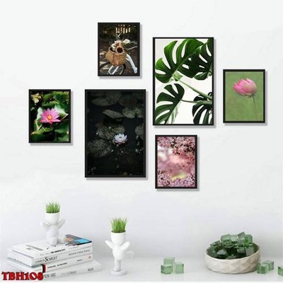 File tranh PSD File tranh bộ 6 tấm hoa sen hoa hướng dương TBH108 chất lượng cao